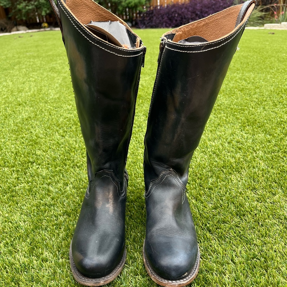 freebird Black Leather Knee-High Riding Boots